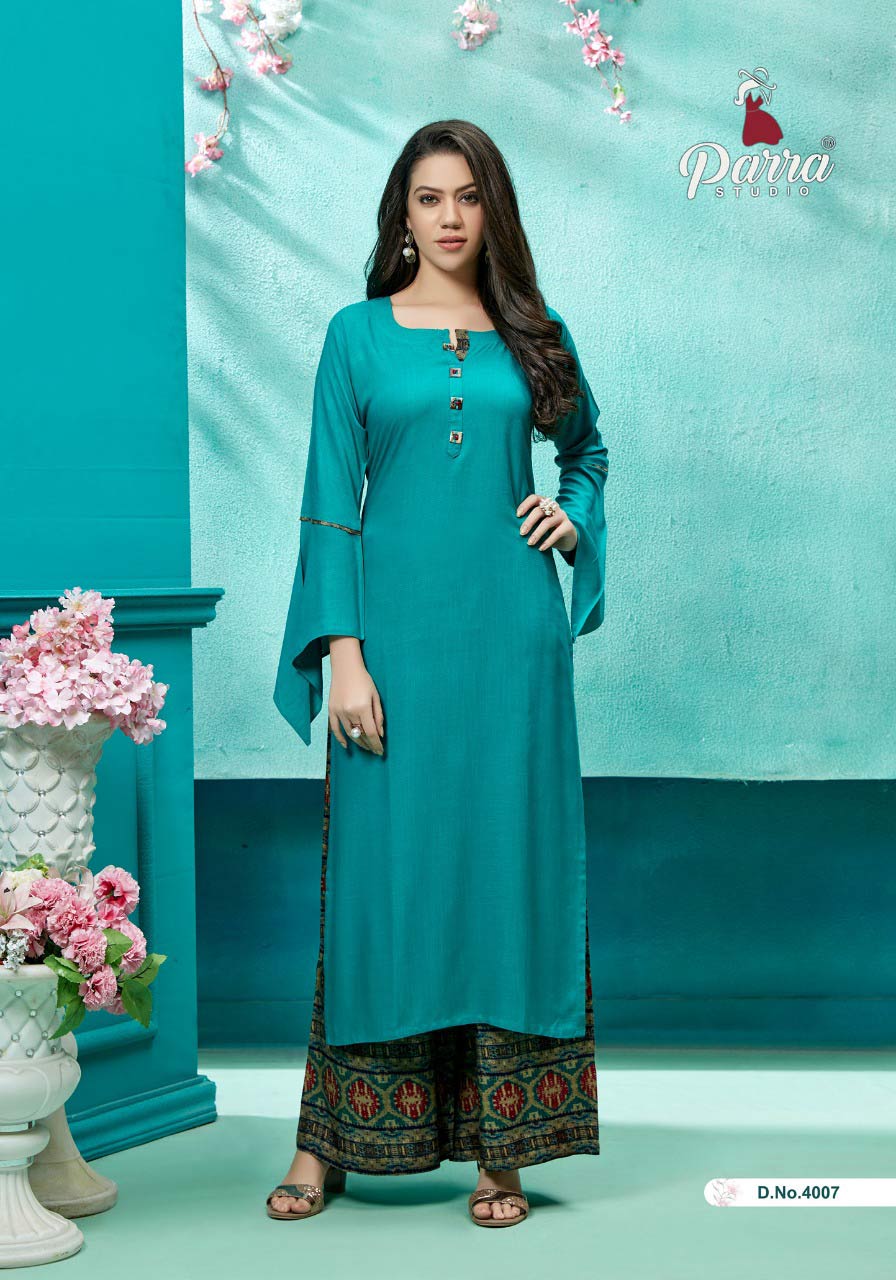 Zurri Vol-4 Parra Studio Pure Rayon Plazo Kurti Zurri Vol-4 Parra Studio Pure Rayon Plazo Kurti